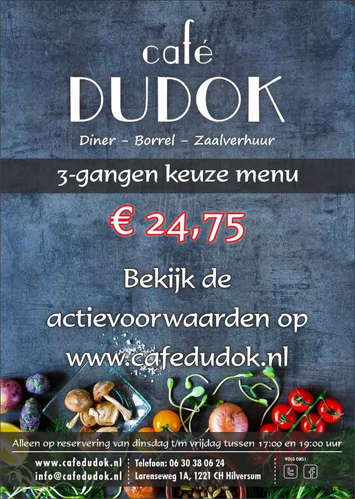 3-gangen voordeel menu bij Cafe Dudok Hilversum